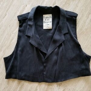 New Laugh Cry Repeat Silk Cropped Button Vest Sm